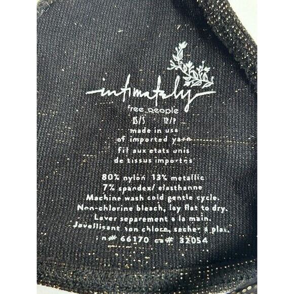 Free People Intimately Simply Sweet Bra Metallic Seamless Strappy Black XS/S - Picture 2 of 4